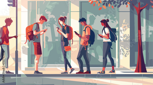 Gadgets smartphone addiction conceptual illustration