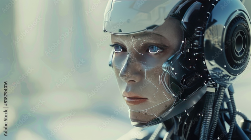 A high-tech robot, with humanoid appearance and artificial intelligence, can talk and interact with people. A high-tech robot, with humanoid appearance and artificial intelligence, can talk and interact with people.