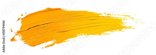 Vibrant Yellow Paint Brush Stroke Texture Isolated on Transparent Background