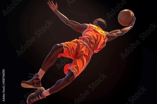 dynamic athlete in action basketball player dunking 3d illustration