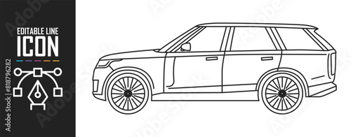 Car icon, side view. Editable move.