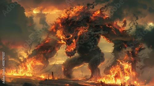  A monster of fire with a terrifying shape photo