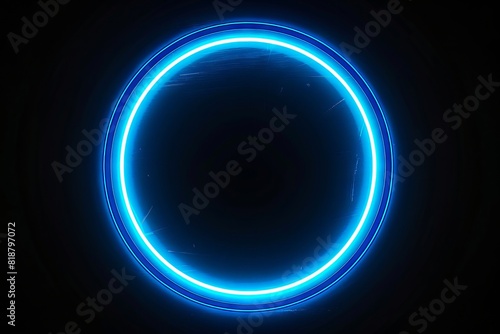 A blue glowing circle in the dark.