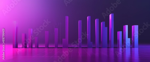 A clean and minimalist side view of a simple bar graph in vivid purple color  providing a clear visualization of data  captured with HD precision.