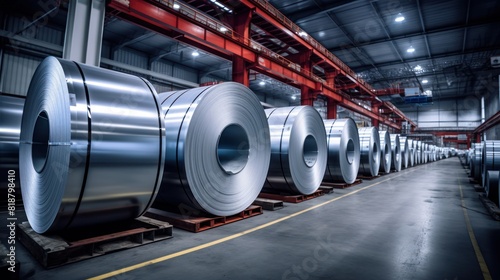 Galvanized steel sheet rolls stored in the factory or warehouse