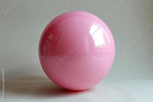 A vibrant pink ball placed against a minimalistic light background, highlighting its smooth and glossy surface.