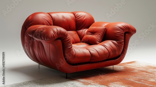 A red leather couch with pillows on it © AnuStudio