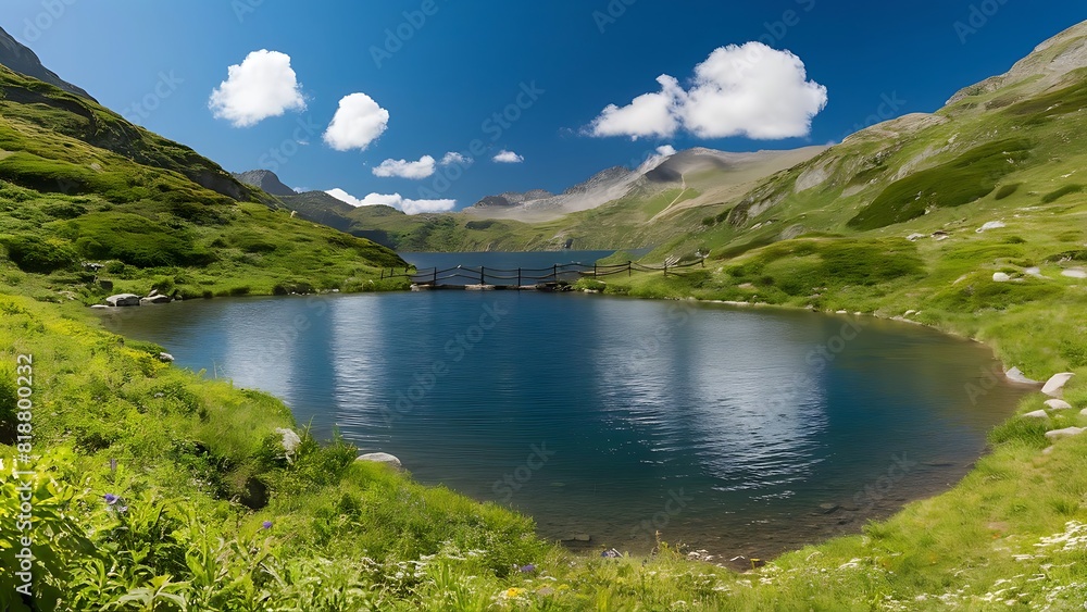 Idyllic summer landscape with clear mountain lake in the Alps Idyllic summer landscape with clear mountain lake in the Alps