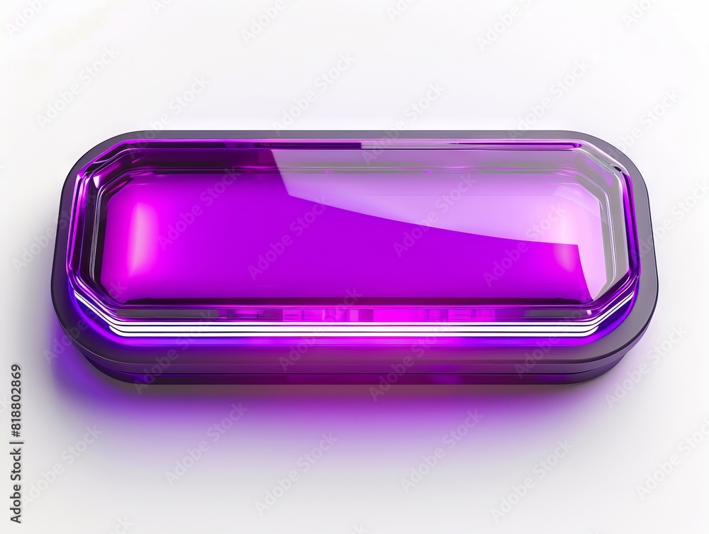 A purple square button on a white background. A purple square button on a white background.
