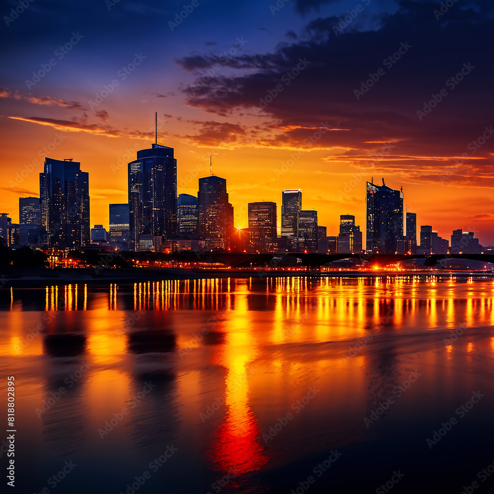 Fototapeta premium city skyline at sunset