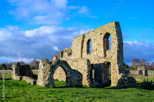 Fototapeta Majestic, ancient stone Greyfriars monastery in  Dunwich, Suffolk, England