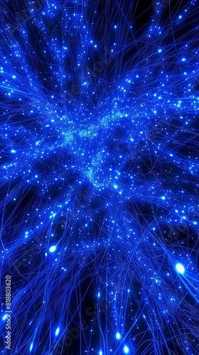 Abstract network of blue glowing lines and dots