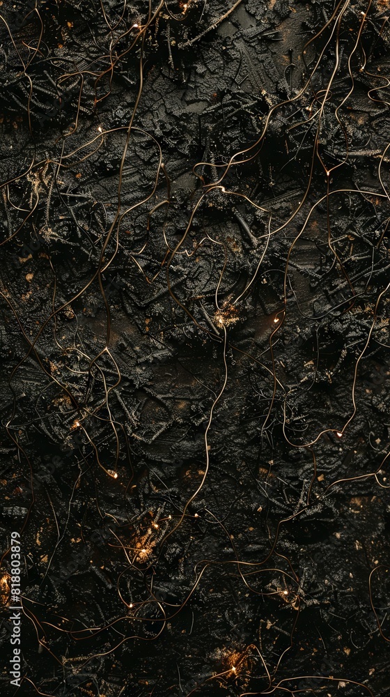 Golden vines intertwined on textured dark backdrop Golden vines intertwined on textured dark backdrop