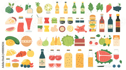 Food icons Four . Groceries nutritions big bundle