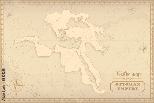 Map of Ottoman Empire in the old style, brown graphics in retro fantasy style.