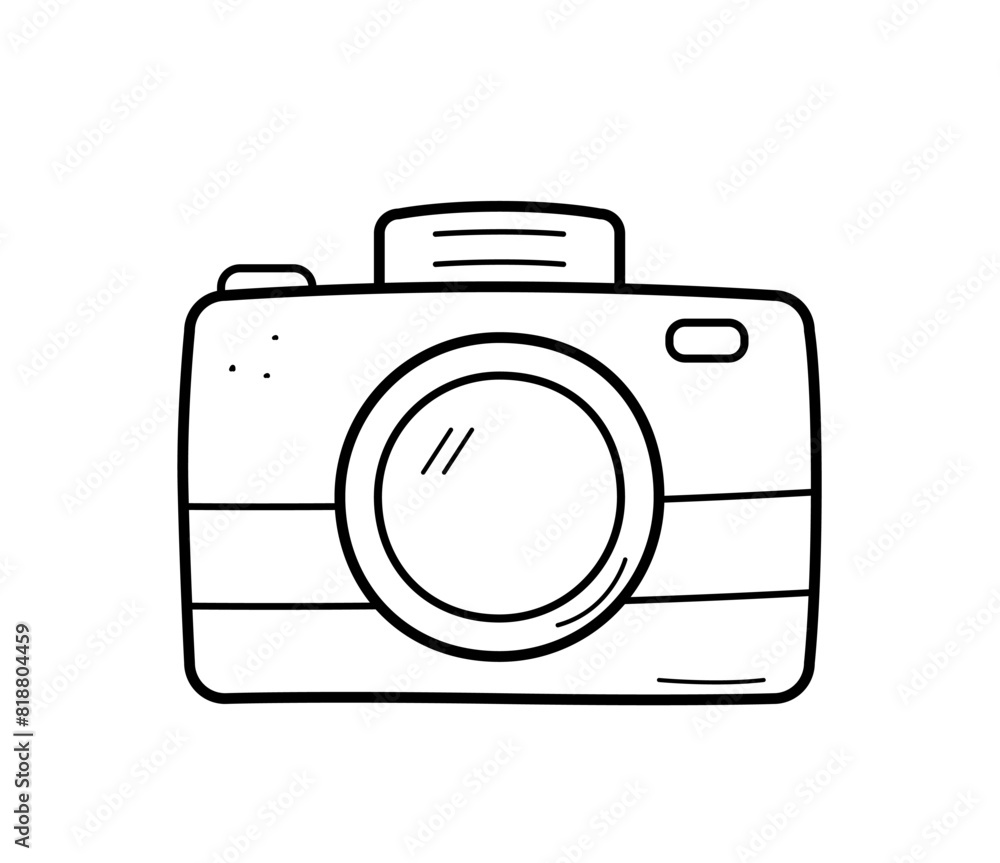 Doodle icon photo camera. Vector illustration of a cartoon professional or amateur camera. Isolated on white. Doodle icon photo camera. Vector illustration of a cartoon professional or amateur camera. Isolated on white.