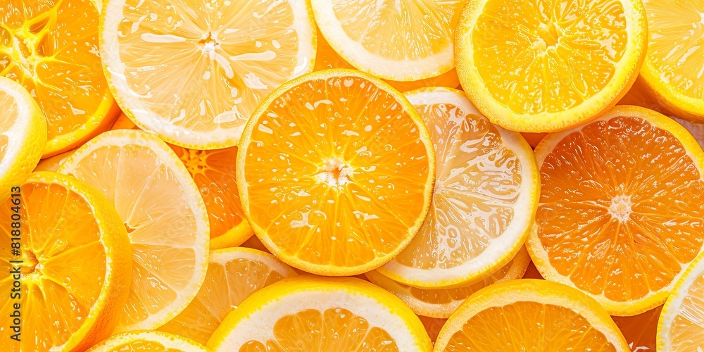 Vibrant citrus medley of fresh lemons and oranges Vibrant citrus medley of fresh lemons and oranges
