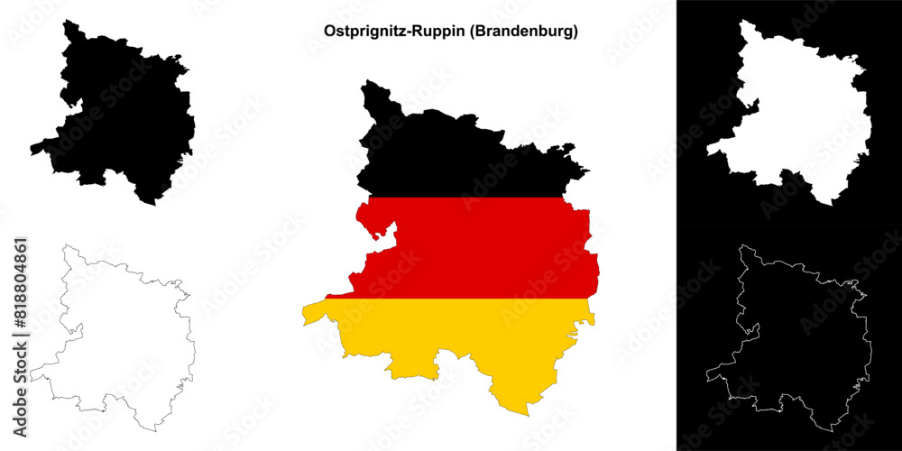 Fototapeta premium Ostprignitz-Ruppin (Brandenburg) blank outline map set