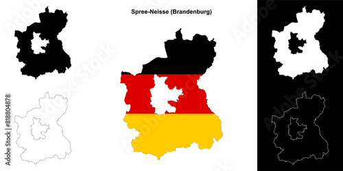 Spree-Neisse (Brandenburg) blank outline map set