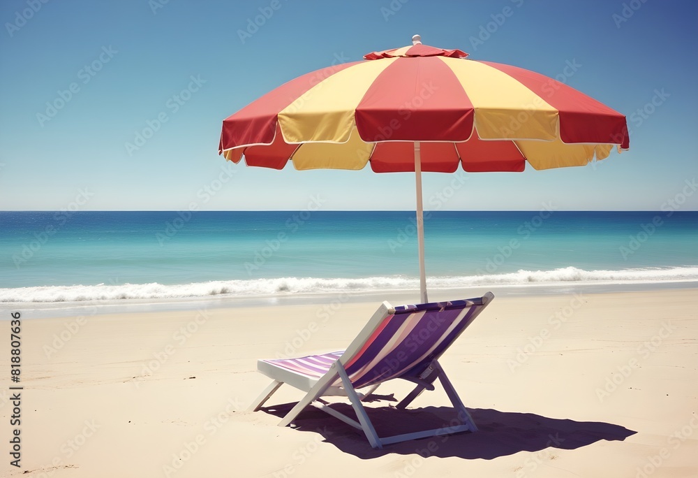 Beach chairs and umbrella