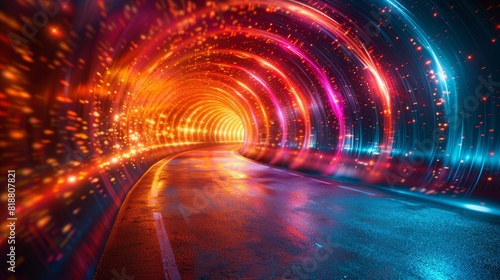 An abstract composition of light trails. AI generate illustration