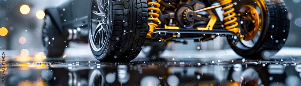 Fototapeta premium A car with yellow springs on the front