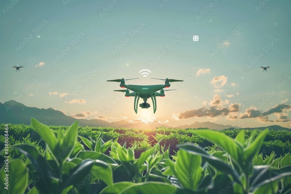 Modern farming integrates drone automation technology for efficient crop care, agricultural health, and advanced field management in modern farm operations.