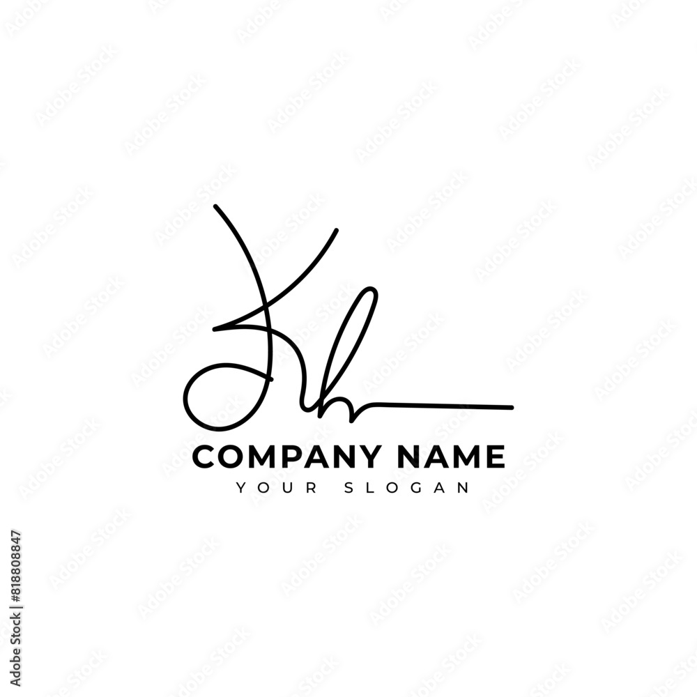 Kh Initial signature logo vector design Kh Initial signature logo vector design