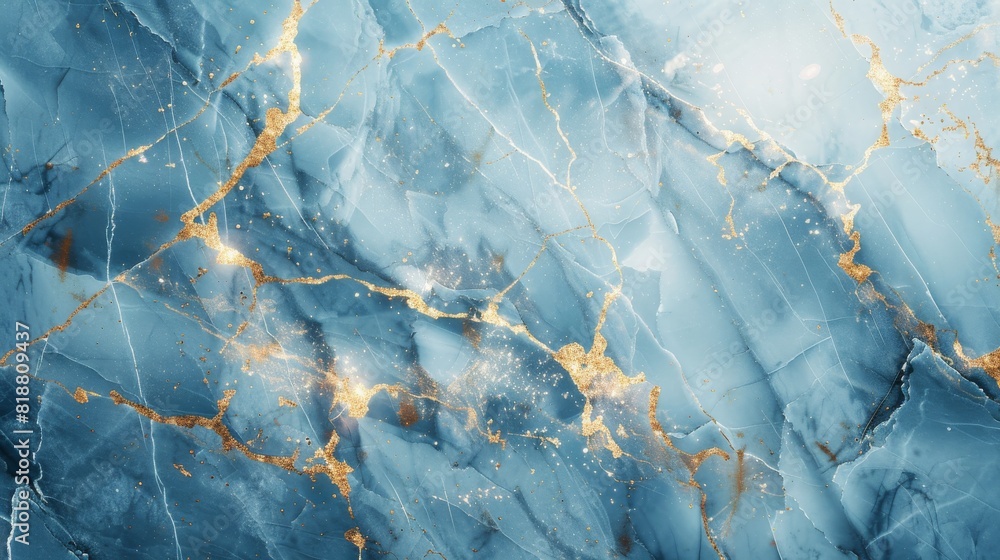 This image showcases an elegant blue marble texture with intricate gold veins, presenting a luxurious and sophisticated surface