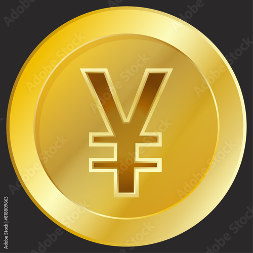 Gold coin with the yen symbol on it