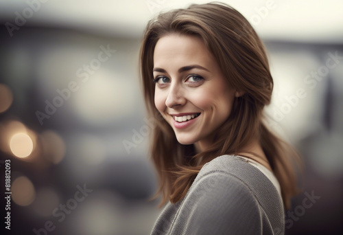 a young British women with a sincere smile, isolated white background 
