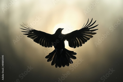 Dynamic image of a bird with torn wings, its incomplete silhouette highlighting its inability to fly freely, photo