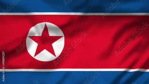North Korea Flag waving in the wind, National Flag background video, High Speed Full HD 4K