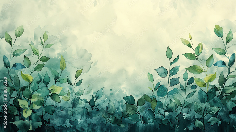Tropical leaves on grunge background.