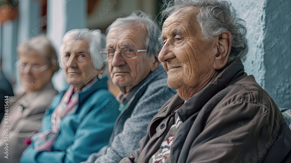 a group of older men sit in a row a group of older men sit in a row