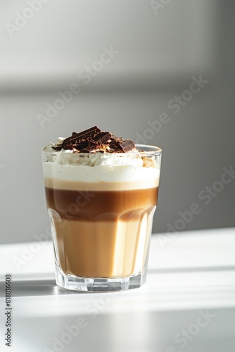 a cappuccino with chocolate on top