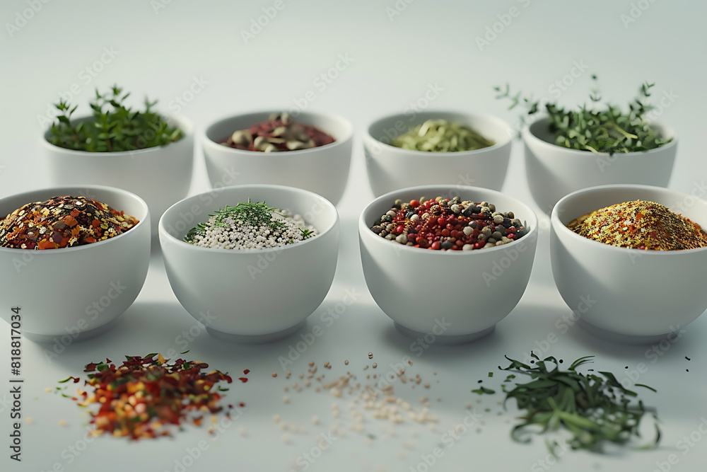 A variety of colorful seasonings displayed, showcasing diverse spices and herbs for culinary use A variety of colorful seasonings displayed, showcasing diverse spices and herbs for culinary use