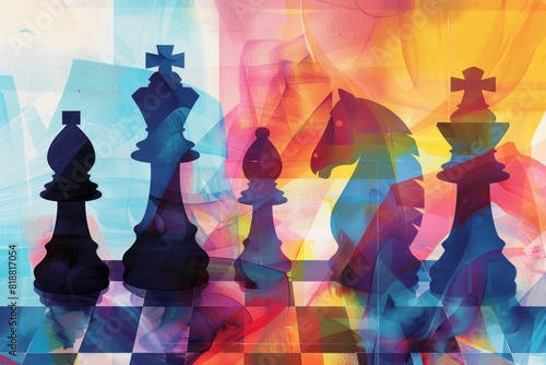  An abstract illustration depicting strategic planning in business or life, represented by chess pieces.