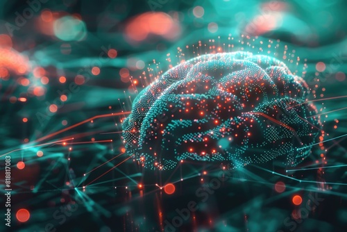 An abstract representation of neural technology and artificial intelligence, showcasing the concept of machines learning