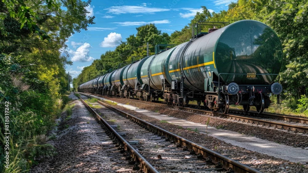Serene Journey: A Green Train Chugs Through a Lush Forest Canopy Serene Journey: A Green Train Chugs Through a Lush Forest Canopy