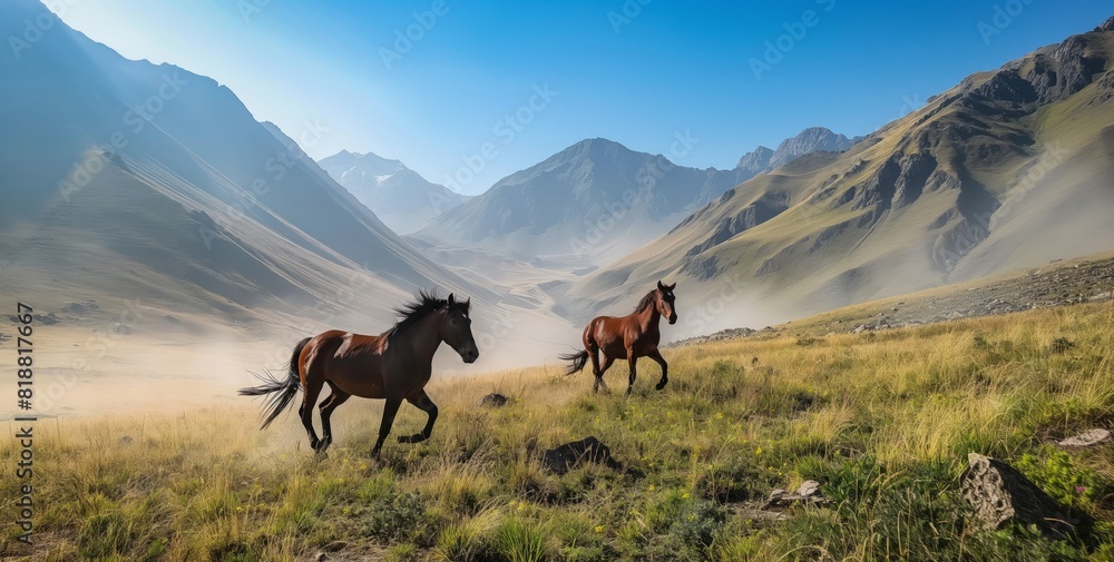 horses running in the mountains horses running in the mountains