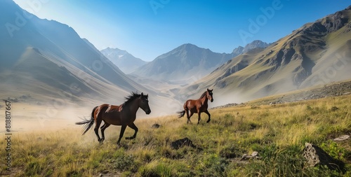 horses running in the mountains