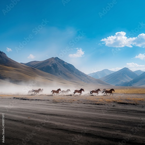 horses running in the desert