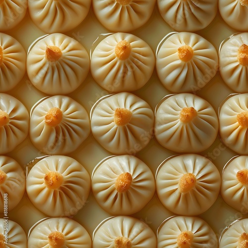 Xiao long bao. Asian cuisine delicious dumplings Chinese food. Seamless pattern