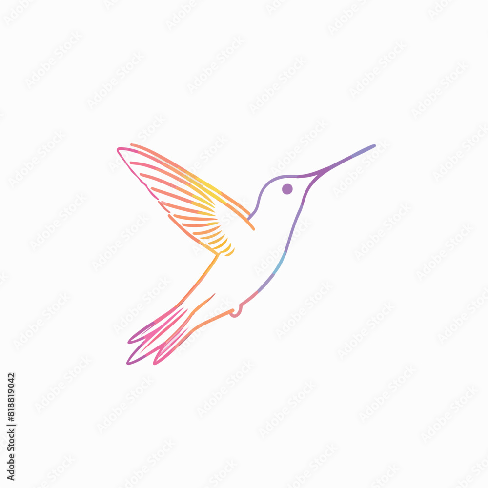 Fototapeta premium Hummingbird in cartoon, doodle style. Image for t-shirt, web, mobile apps and ui. Isolated 2d vector illustration in logo, icon, sketch style, Eps 10. AI Generative