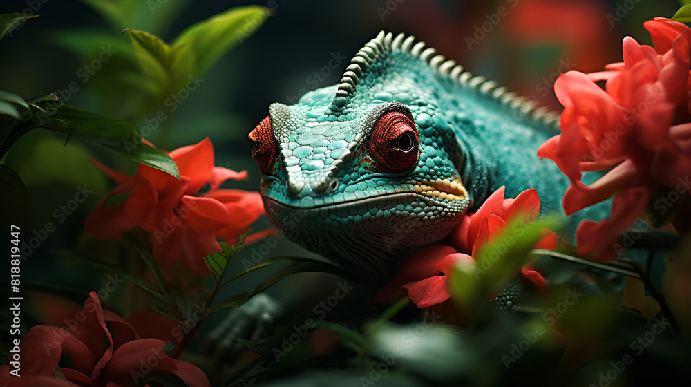 Obraz premium green iguana on a branch