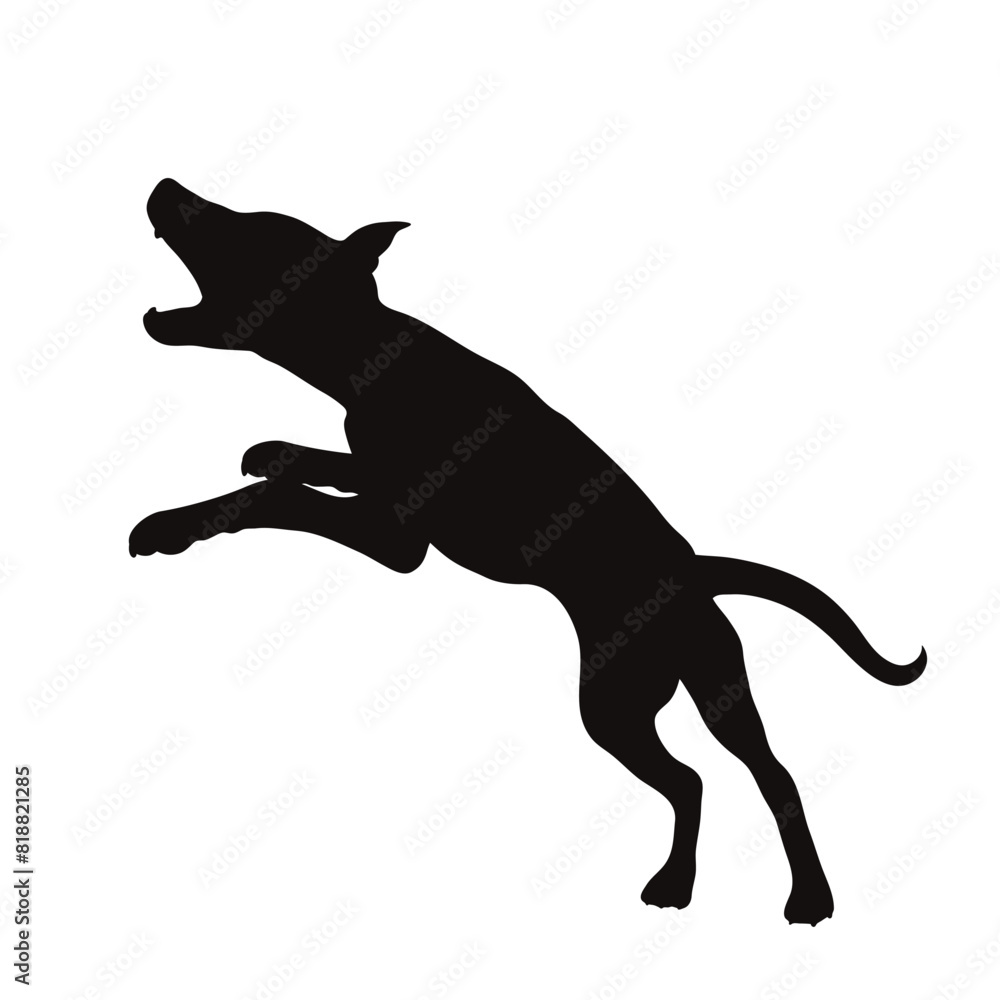 Vector silhouette of jumping dog on white background. Symbol of pet and happy life. Vector silhouette of jumping dog on white background. Symbol of pet and happy life.