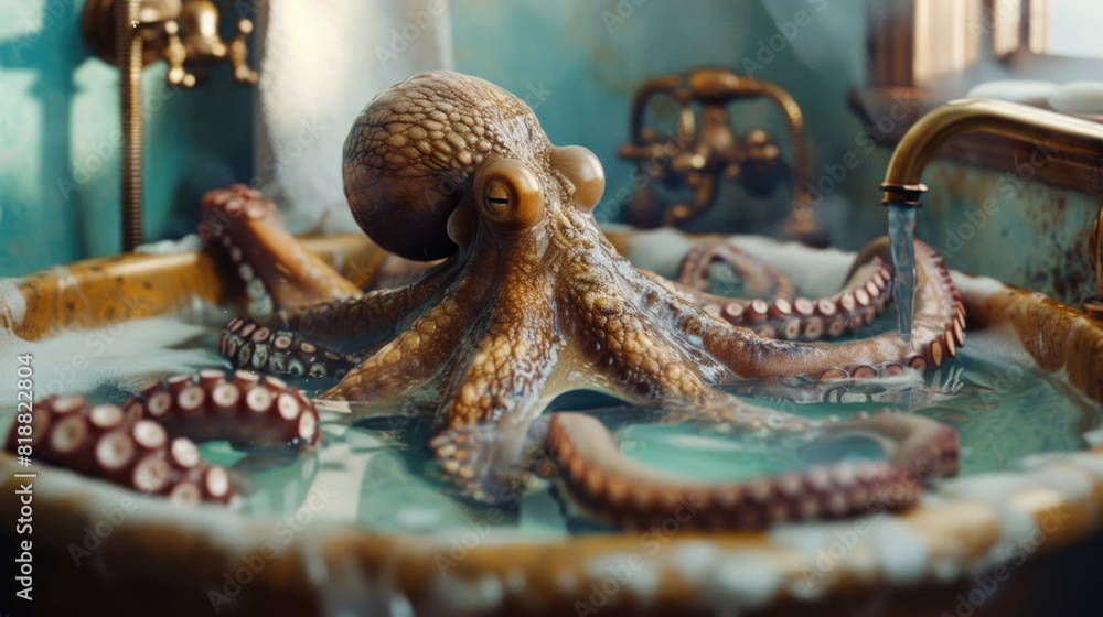 Fototapeta premium An octopus a hot bath