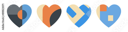 Obraz na płótnie Geometric Abstract Heart Icons - Modern Minimalist Indie Design Style w salonie