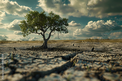 A parched, cracked earth surface illustrating the severe problem of soil drought and environmental impact.